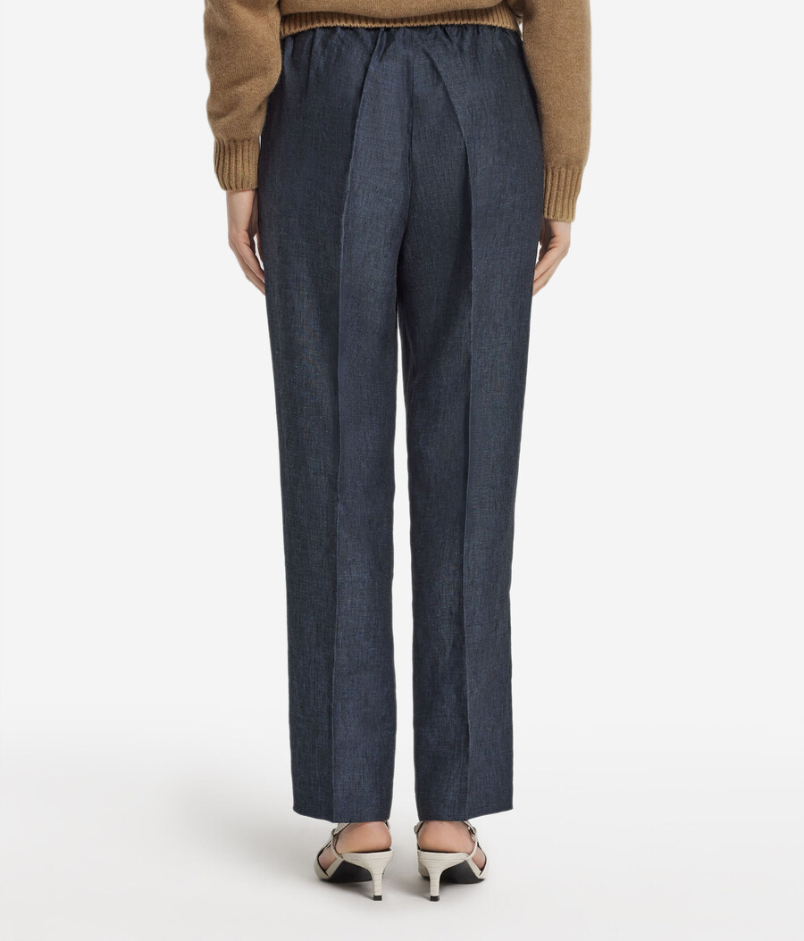 pantaloni a sigaretta in lino