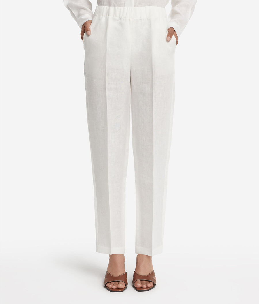 pantaloni a sigaretta in lino