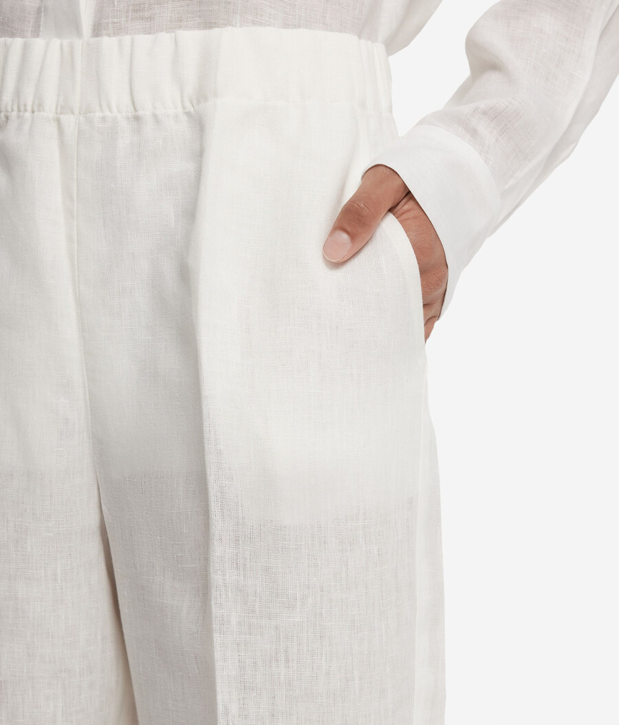 pantaloni a sigaretta in lino