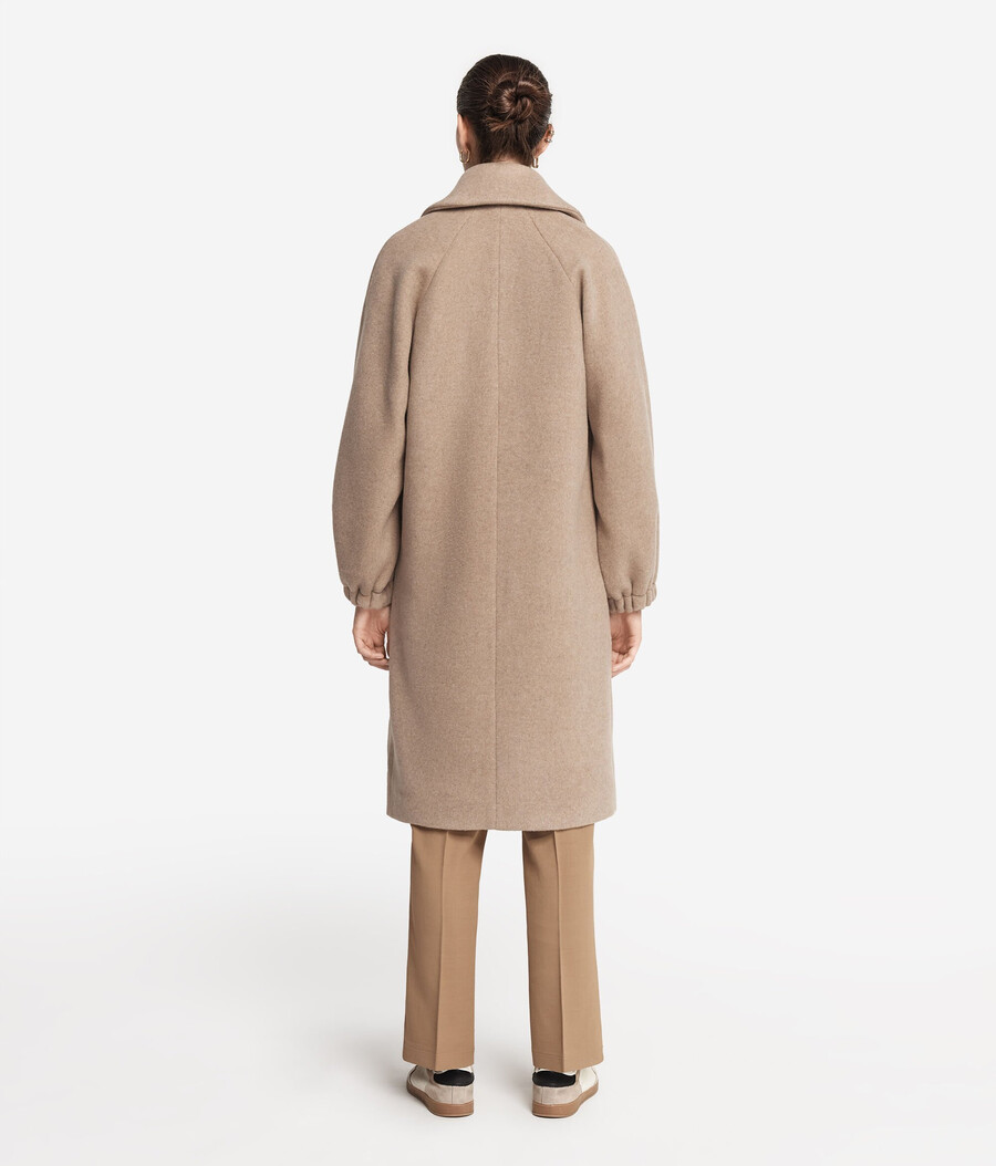 cappotto in cashmere con maniche arricciate
