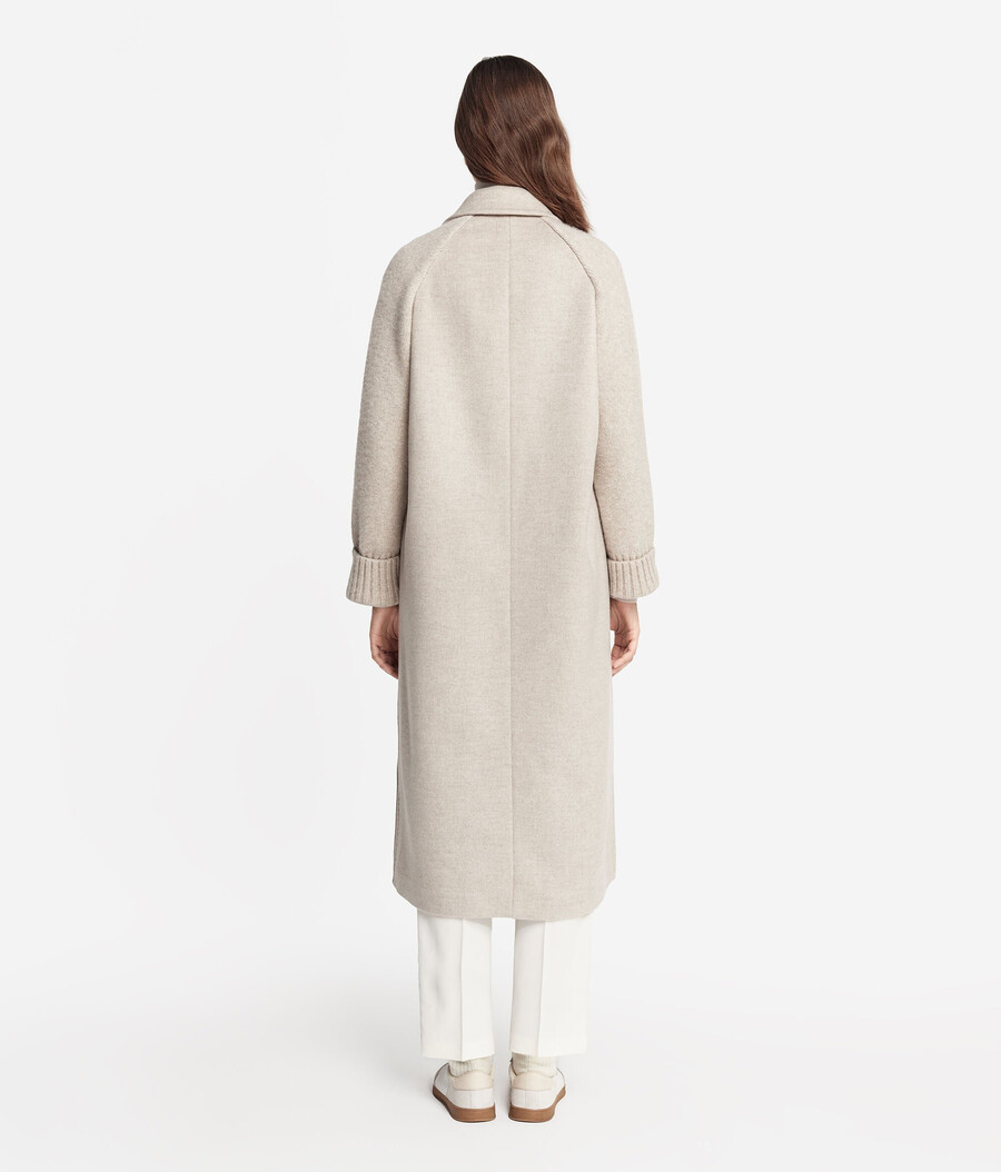 cappotto in cashmere con maniche in jersey