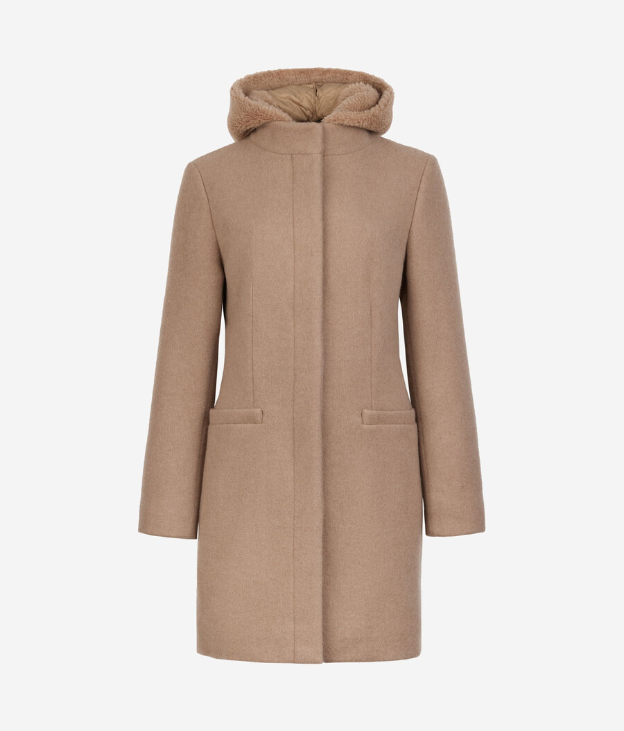 cappotto con cappuccio in cashmere