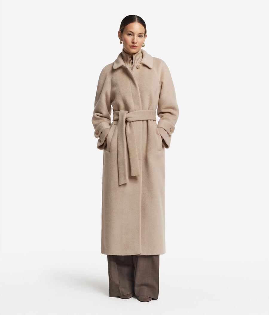 cappotto lungo in tessuto di cashmere