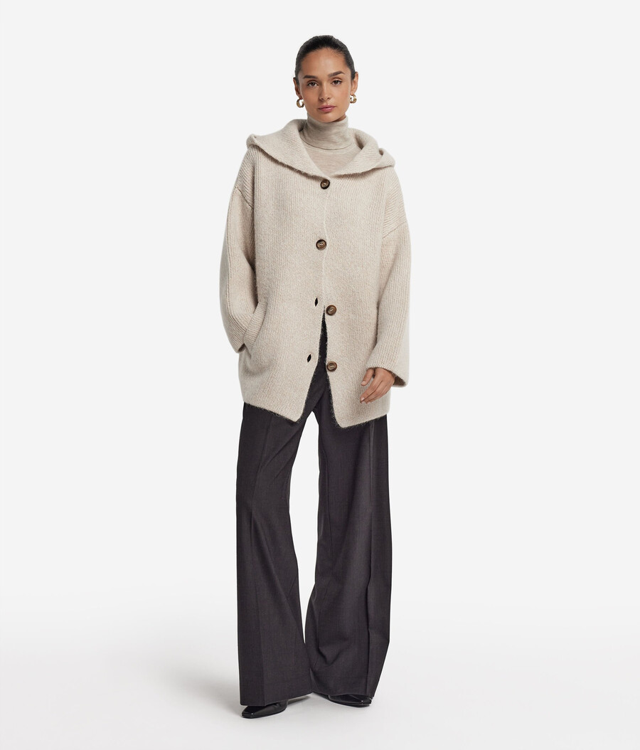 cappotto con cappuccio in lana di alpaca