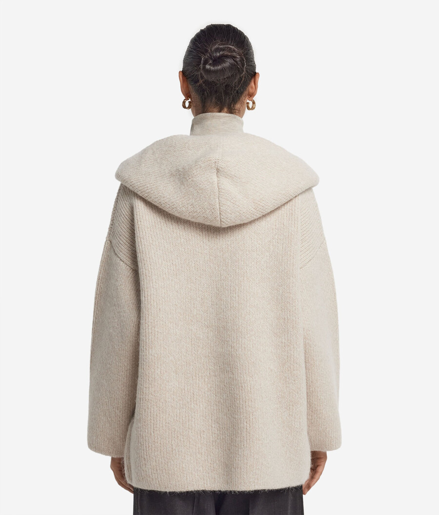 cappotto con cappuccio in lana di alpaca