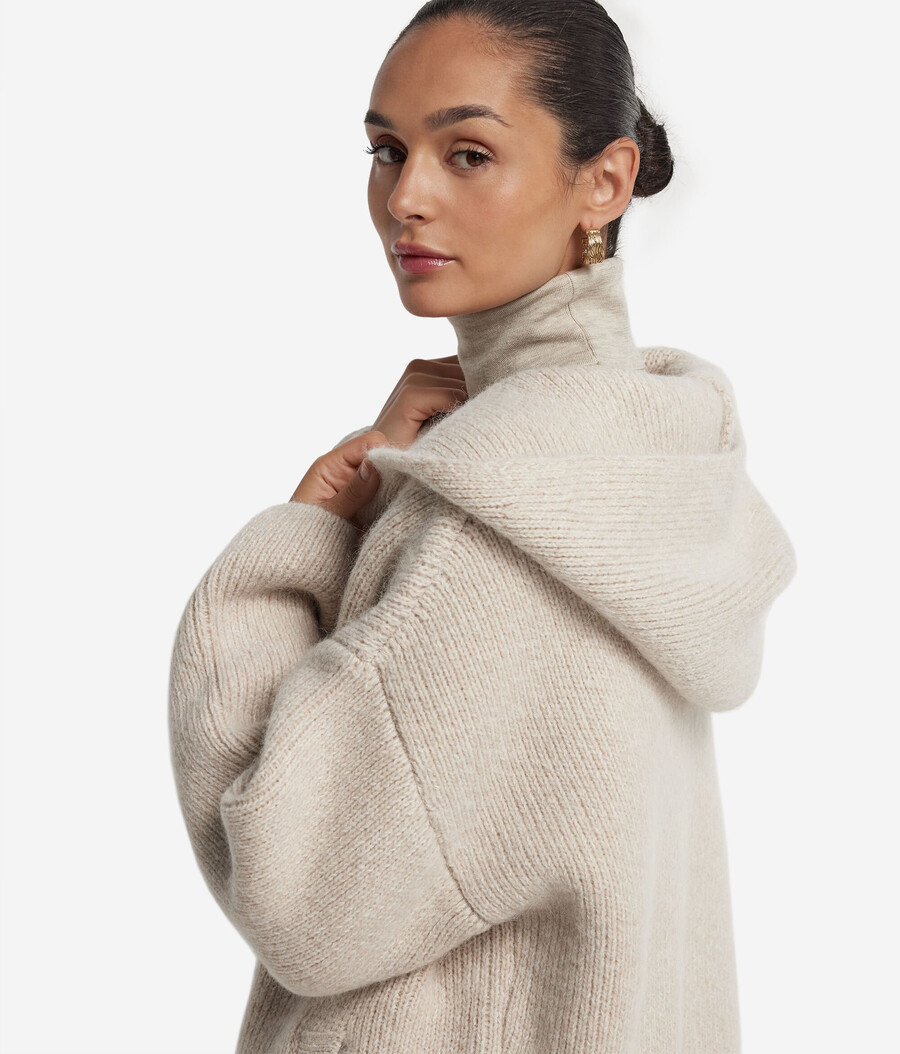 cappotto con cappuccio in lana di alpaca