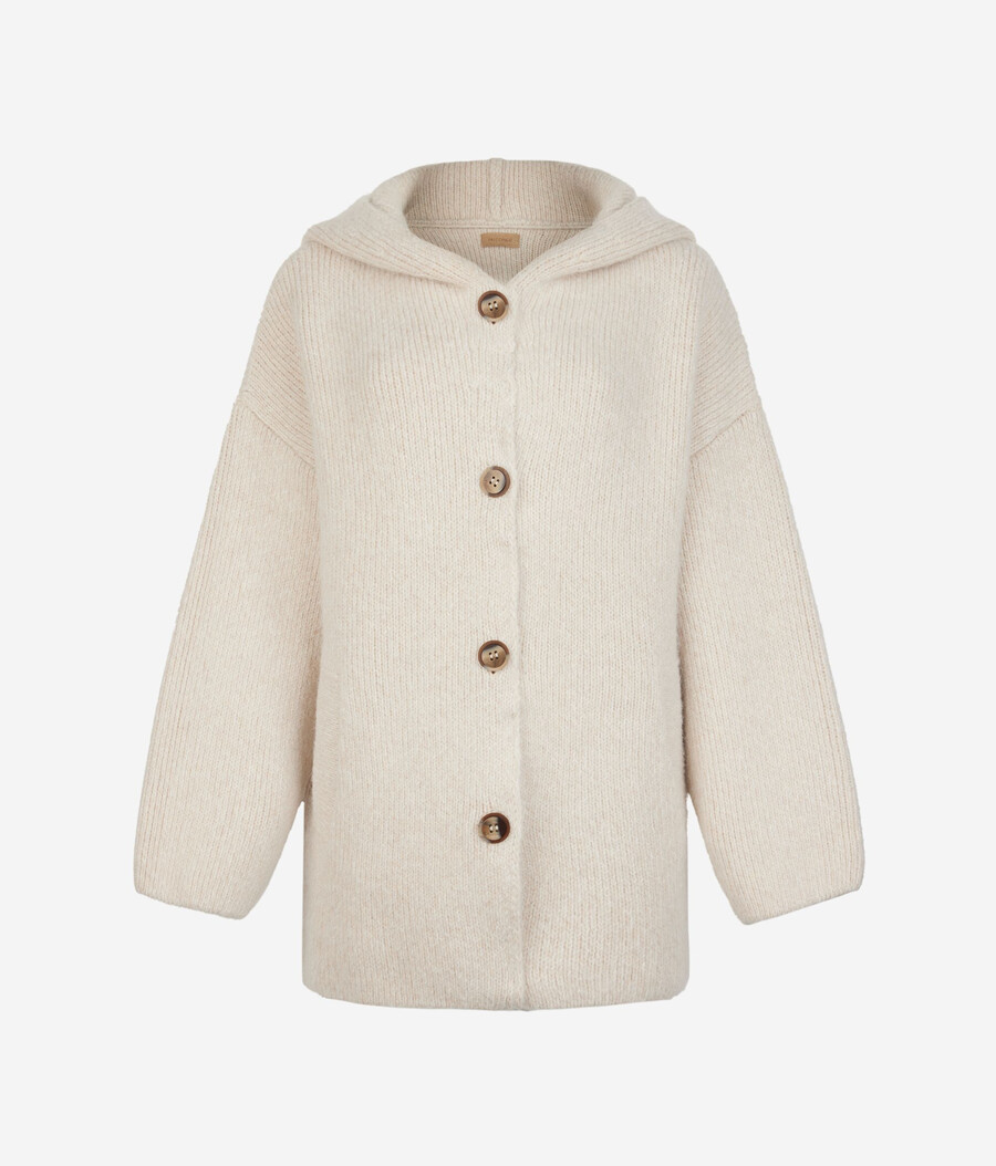 cappotto con cappuccio in lana di alpaca