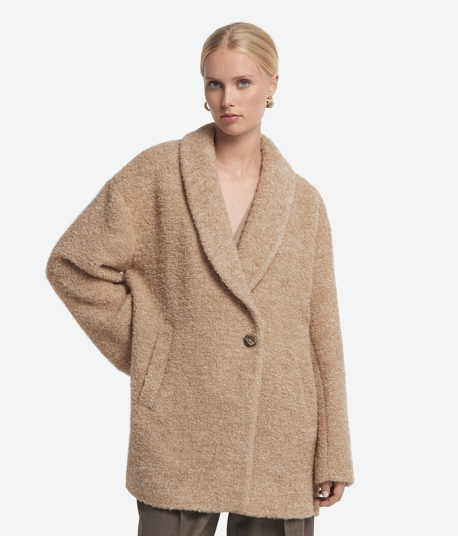 cappotto in lana bouclé di alpaca