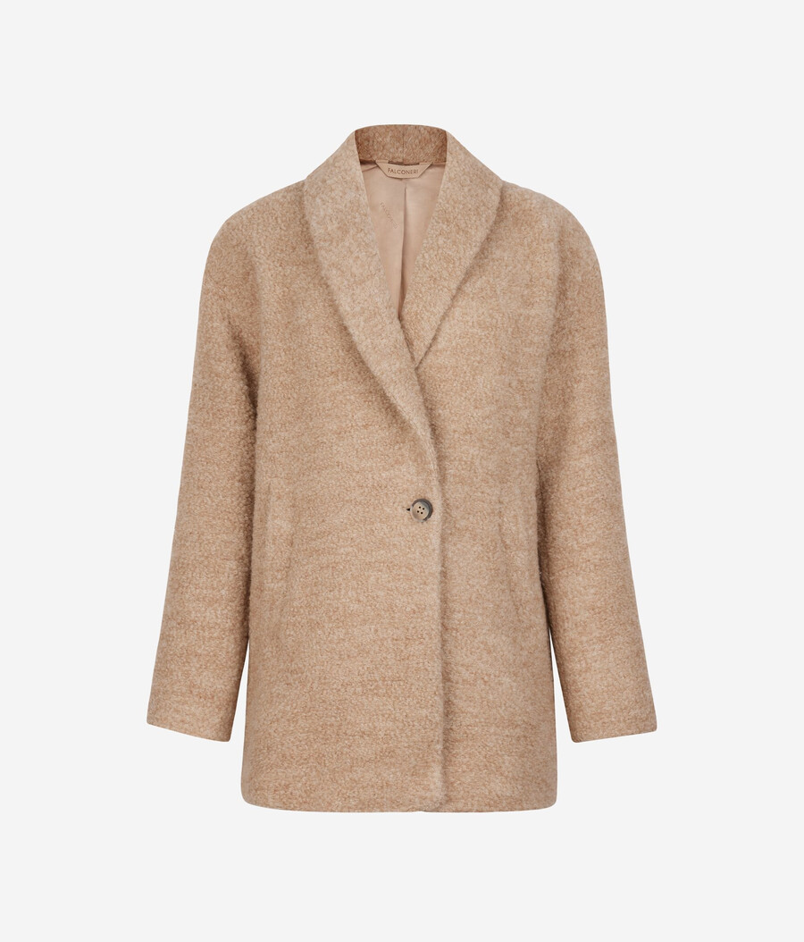cappotto in lana bouclé di alpaca