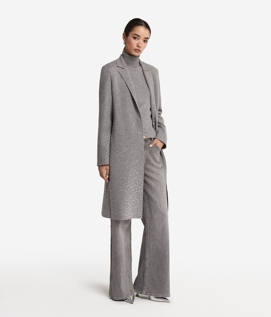 cappotto in cashmere con strass