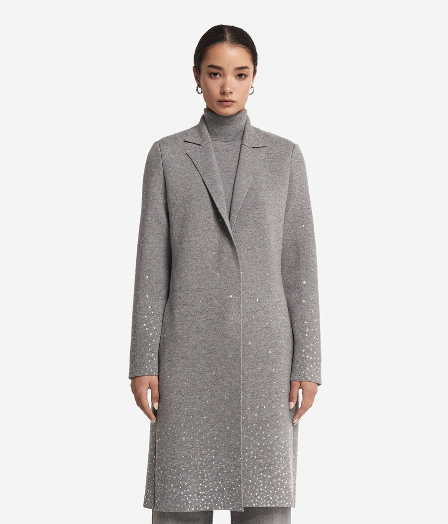 cappotto in cashmere con strass
