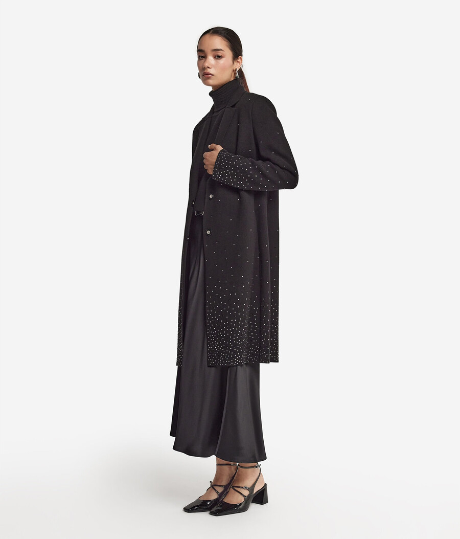 cappotto in cashmere con strass