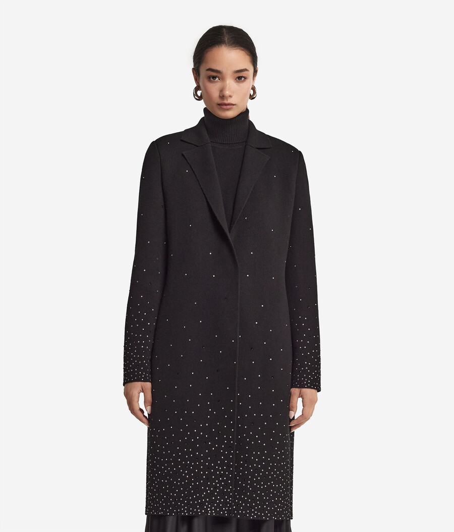 cappotto in cashmere con strass