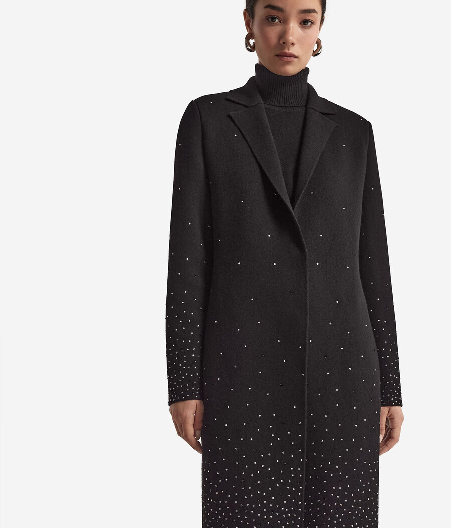 cappotto in cashmere con strass