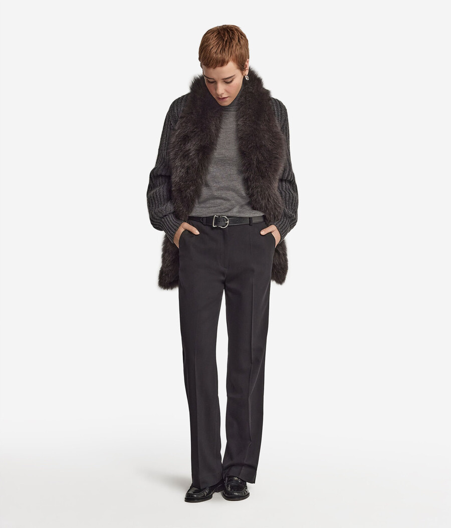 cappotto a coste realizzato in cashmere e pelliccia