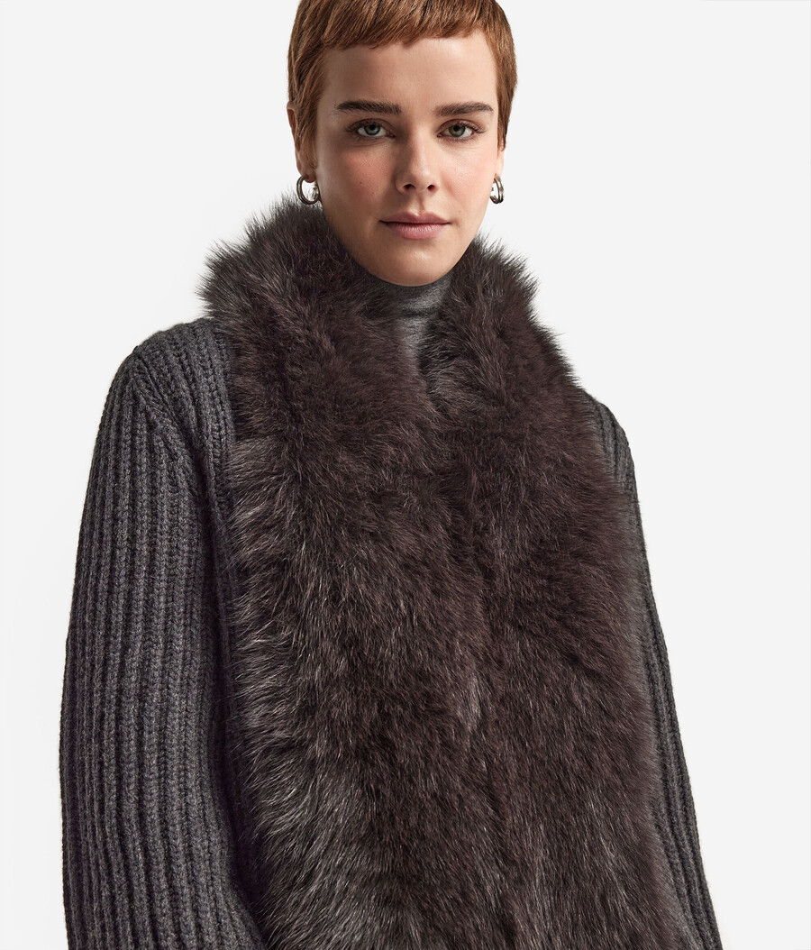 cappotto a coste realizzato in cashmere e pelliccia