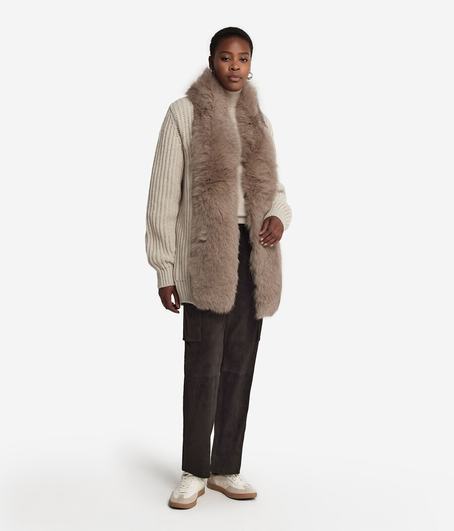cappotto a coste realizzato in cashmere e pelliccia