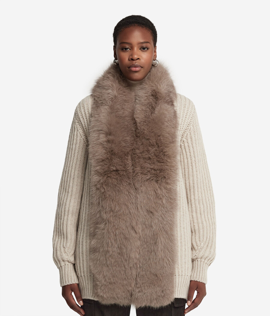 cappotto a coste realizzato in cashmere e pelliccia