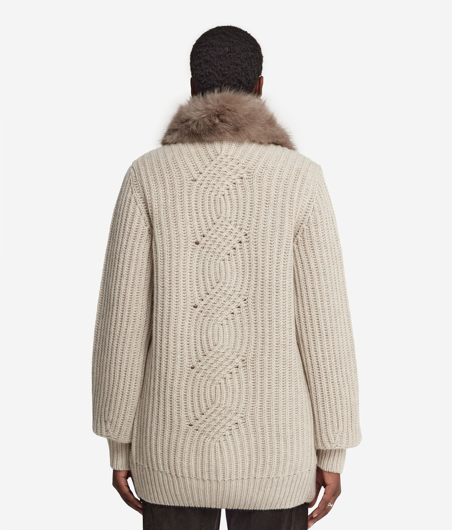 cappotto a coste realizzato in cashmere e pelliccia