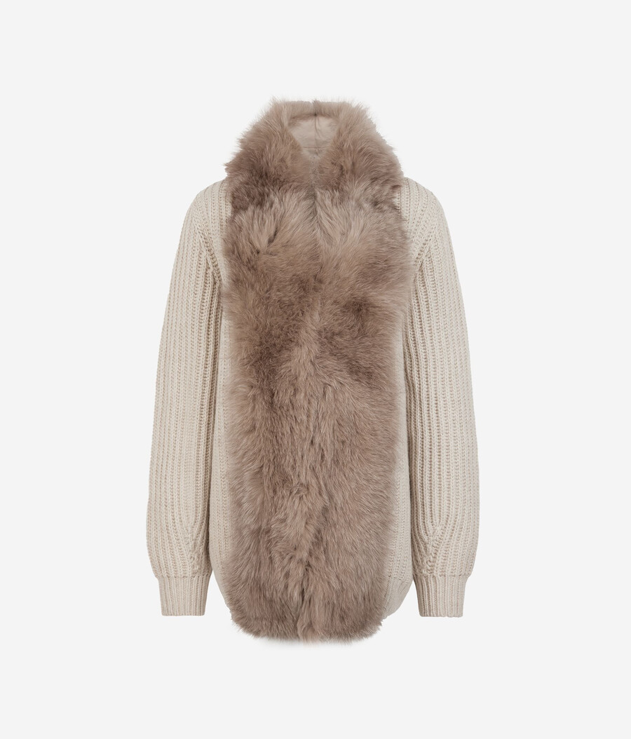 cappotto a coste realizzato in cashmere e pelliccia