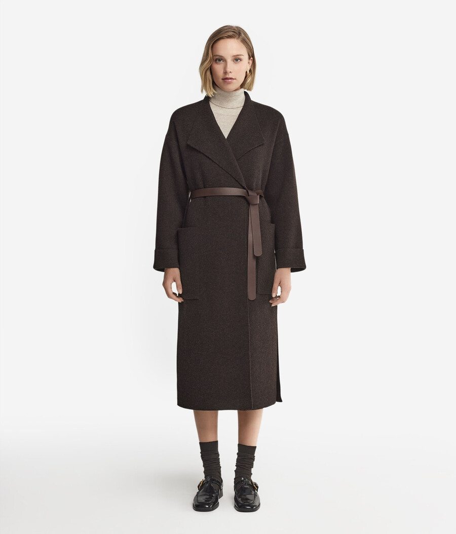 cappotto lungo in cashmere con spacchi