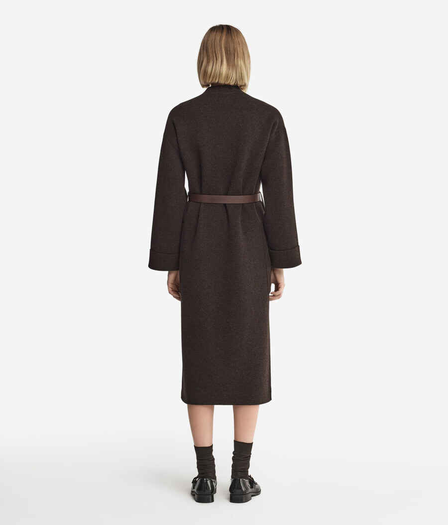 cappotto lungo in cashmere con spacchi