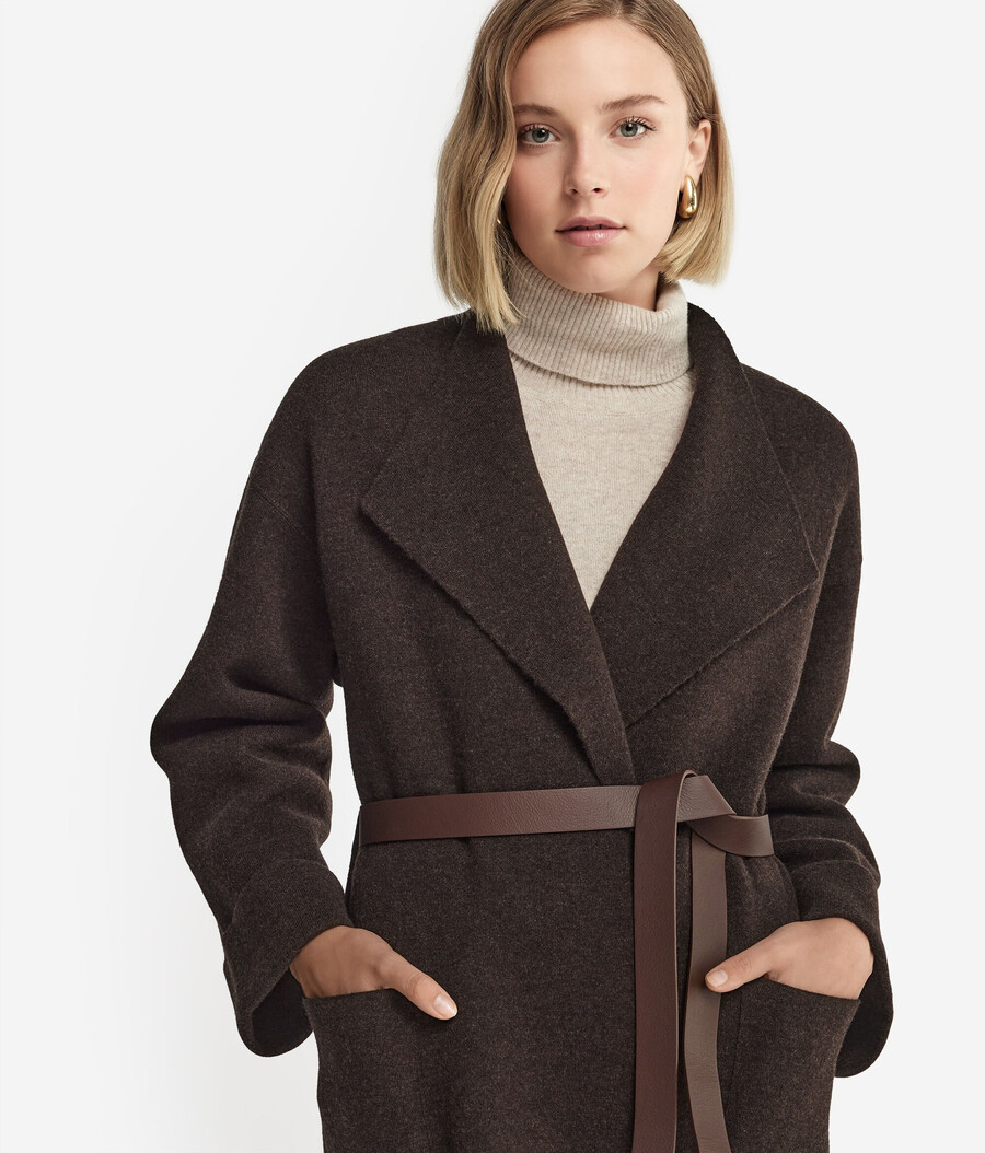 cappotto lungo in cashmere con spacchi