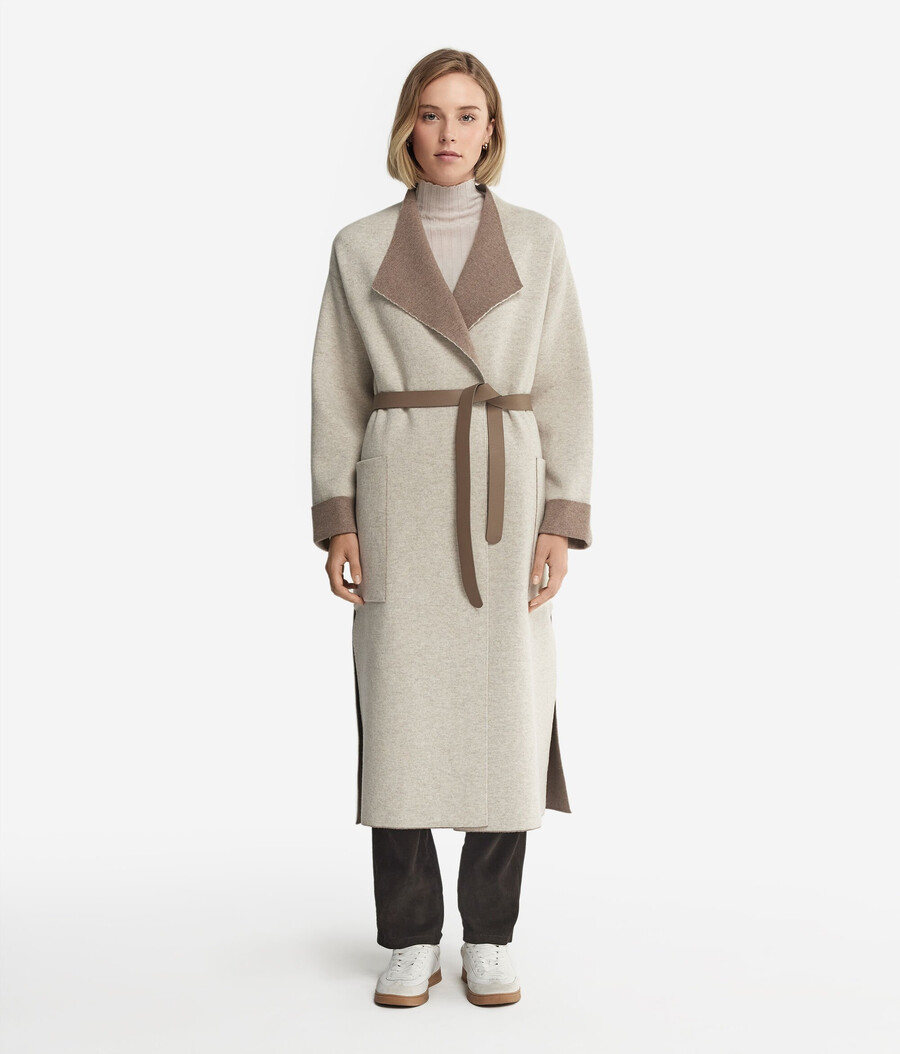cappotto lungo in cashmere con spacchi