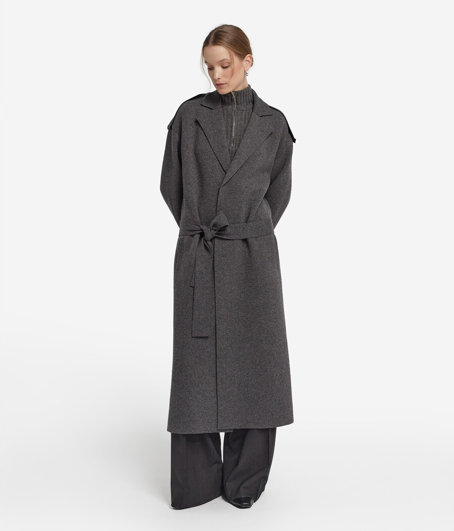 cappotto lungo in cashmere ultra morbido con cintura