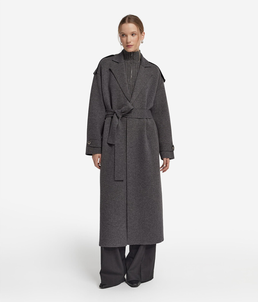 cappotto lungo in cashmere ultra morbido con cintura