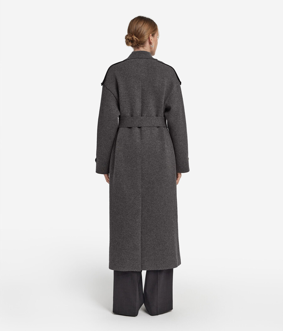cappotto lungo in cashmere ultra morbido con cintura