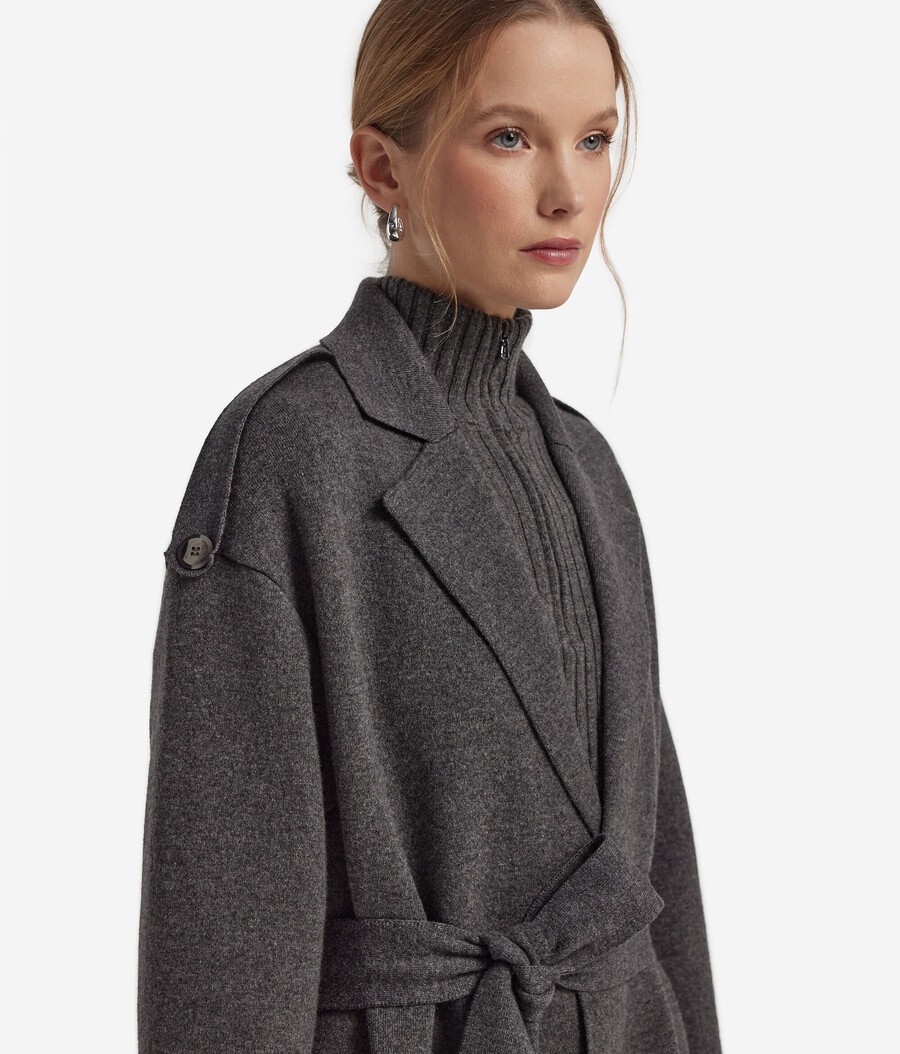 cappotto lungo in cashmere ultra morbido con cintura