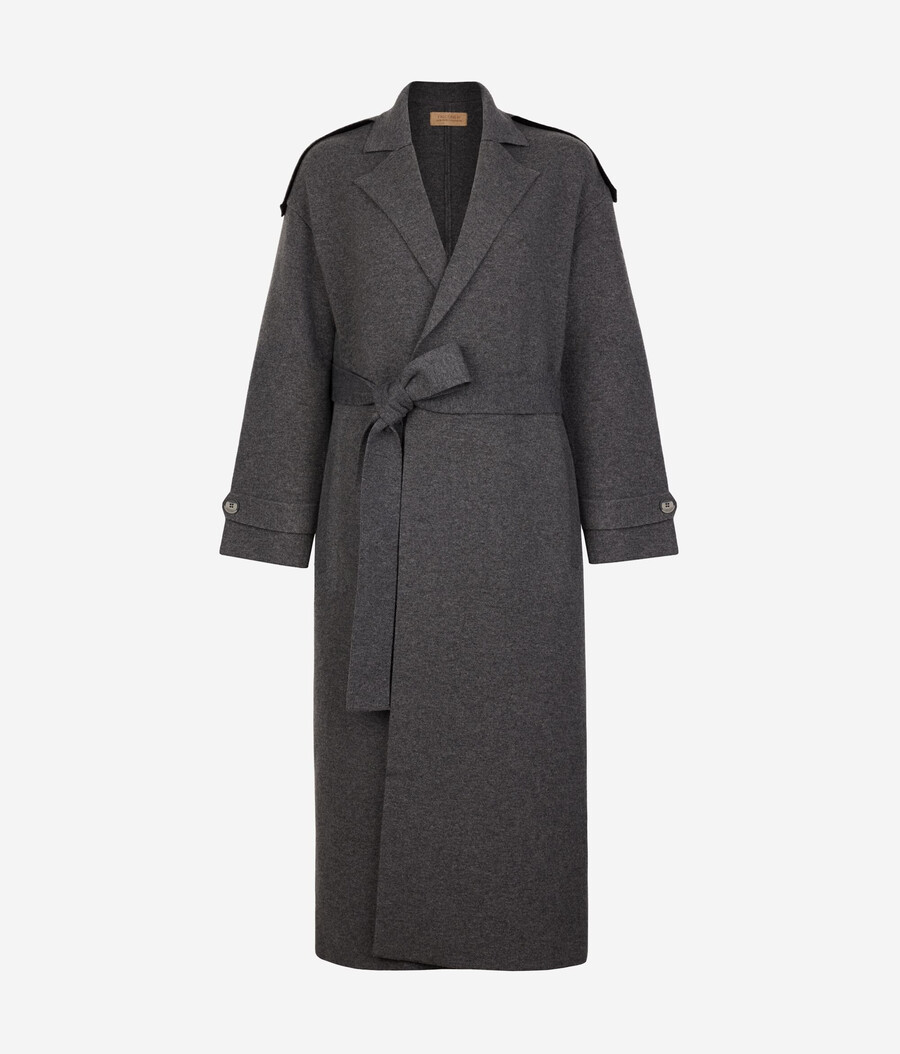 cappotto lungo in cashmere ultra morbido con cintura