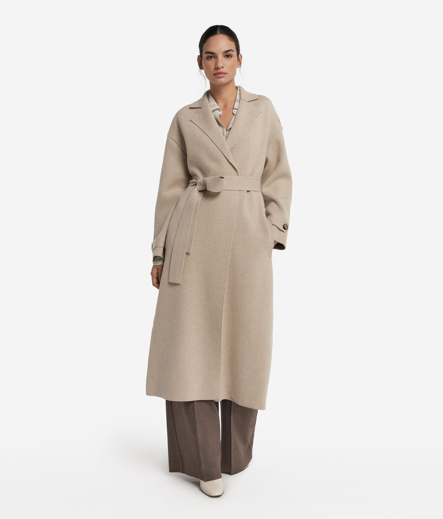 cappotto lungo in cashmere ultra morbido con cintura