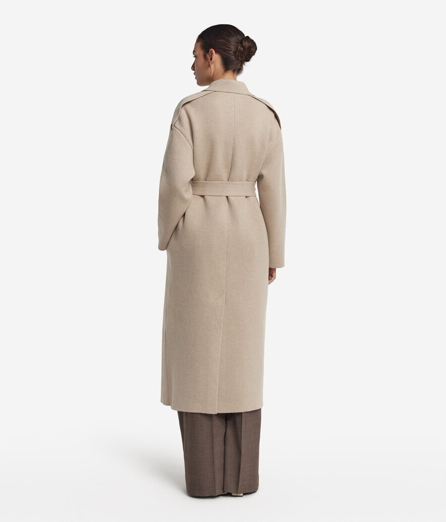 cappotto lungo in cashmere ultra morbido con cintura
