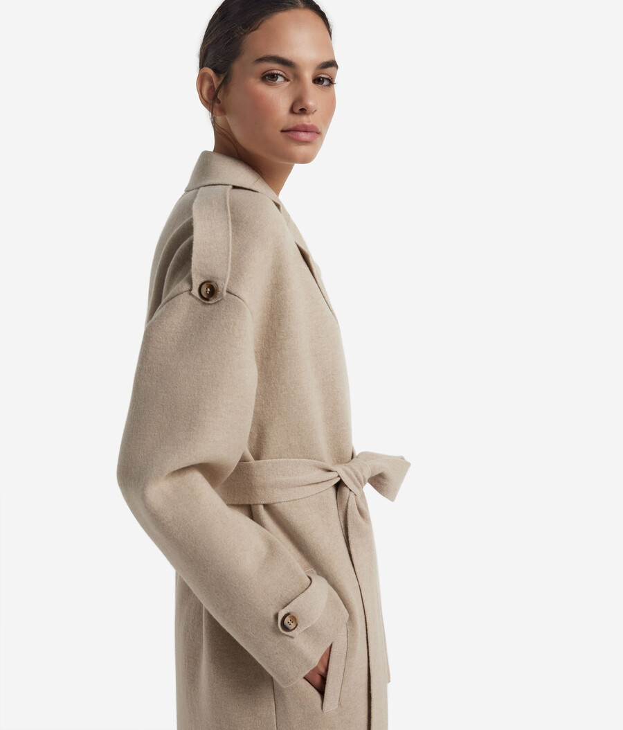 cappotto lungo in cashmere ultra morbido con cintura