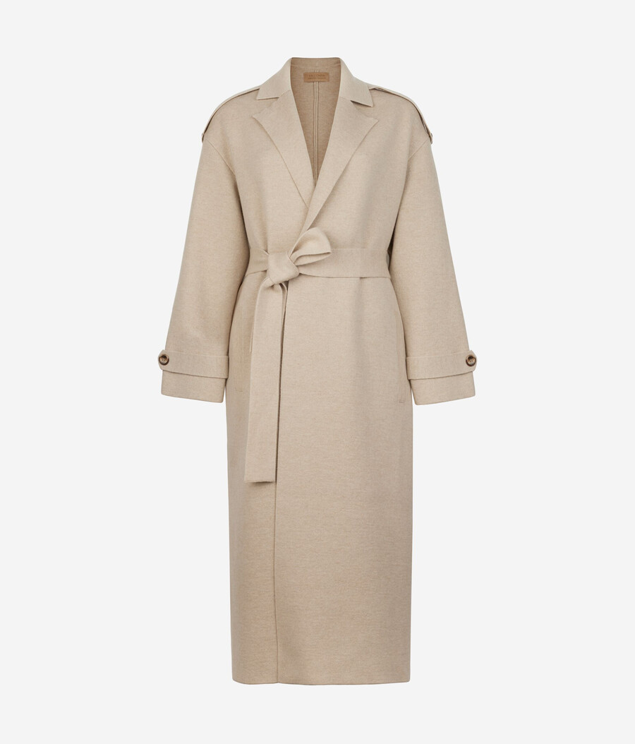 cappotto lungo in cashmere ultra morbido con cintura