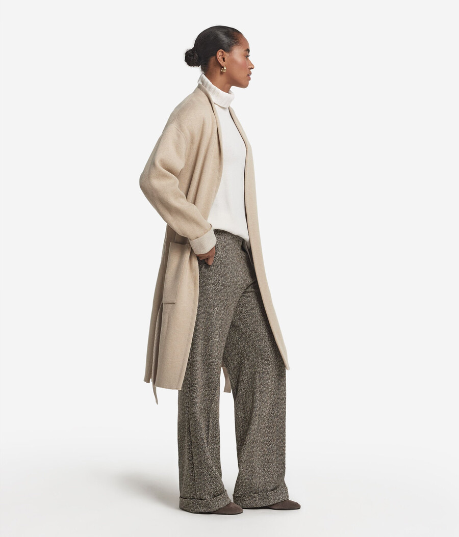 cappotto reversibile in cashmere a spina di pesce