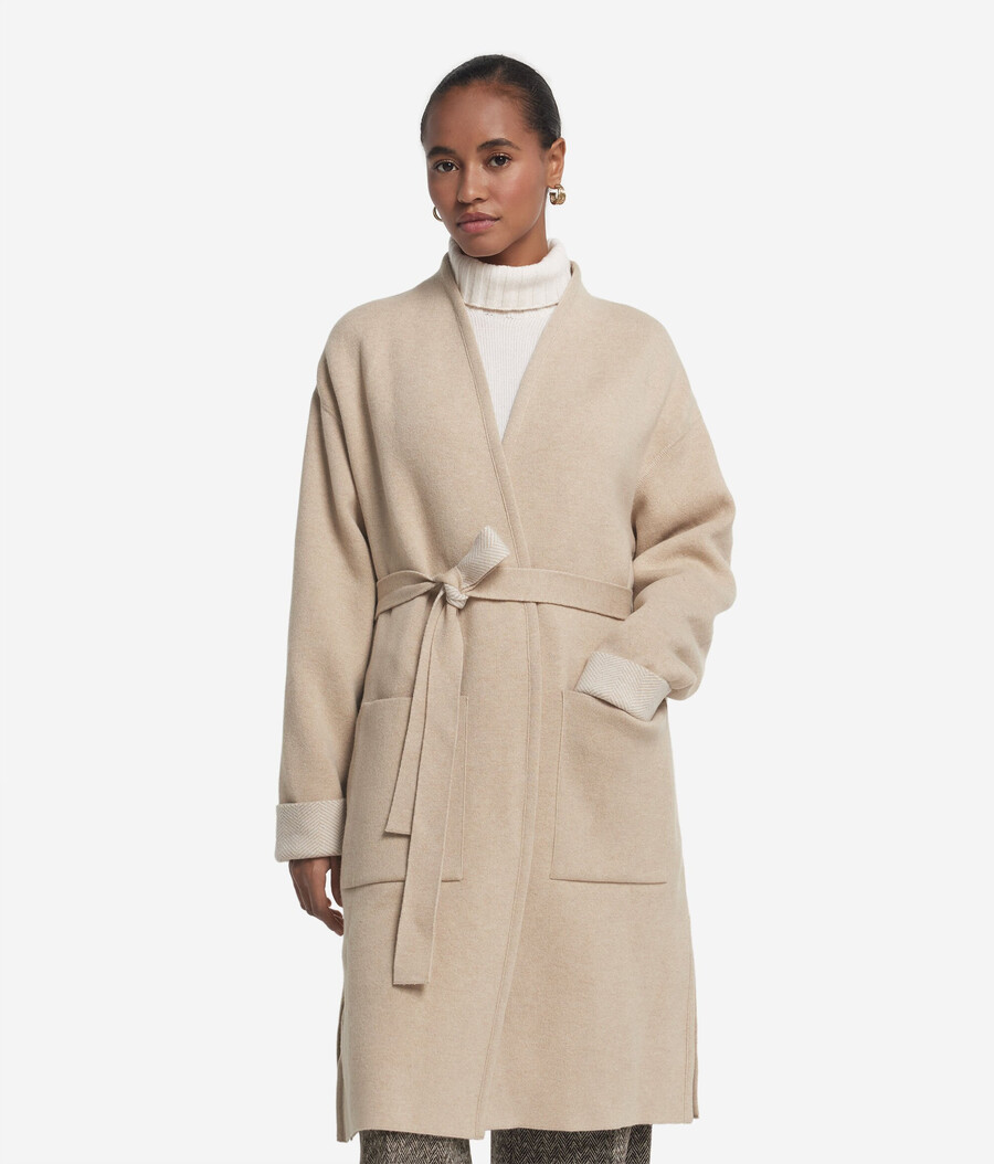 cappotto reversibile in cashmere a spina di pesce