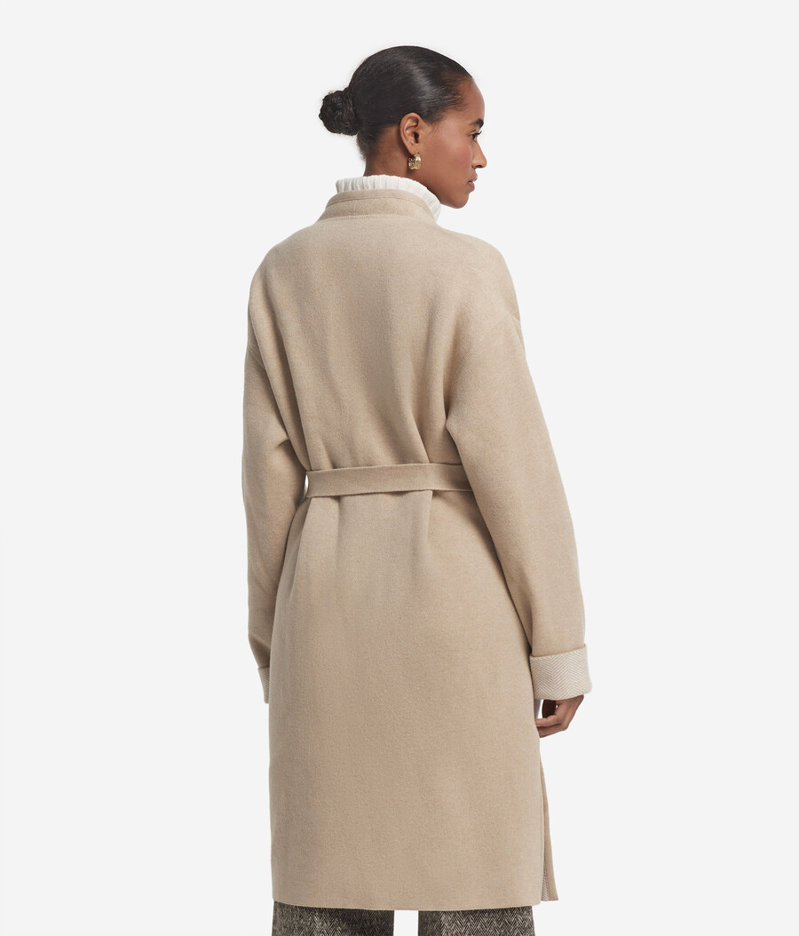 cappotto reversibile in cashmere a spina di pesce