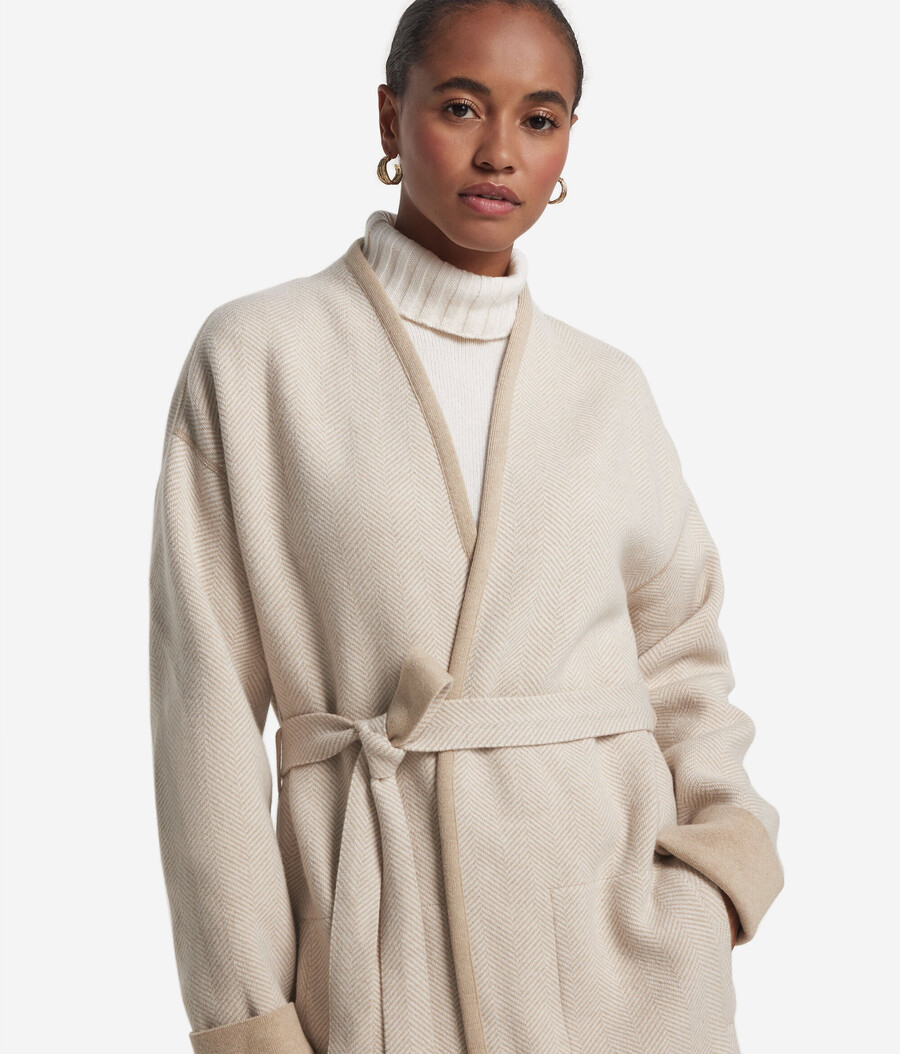 cappotto reversibile in cashmere a spina di pesce