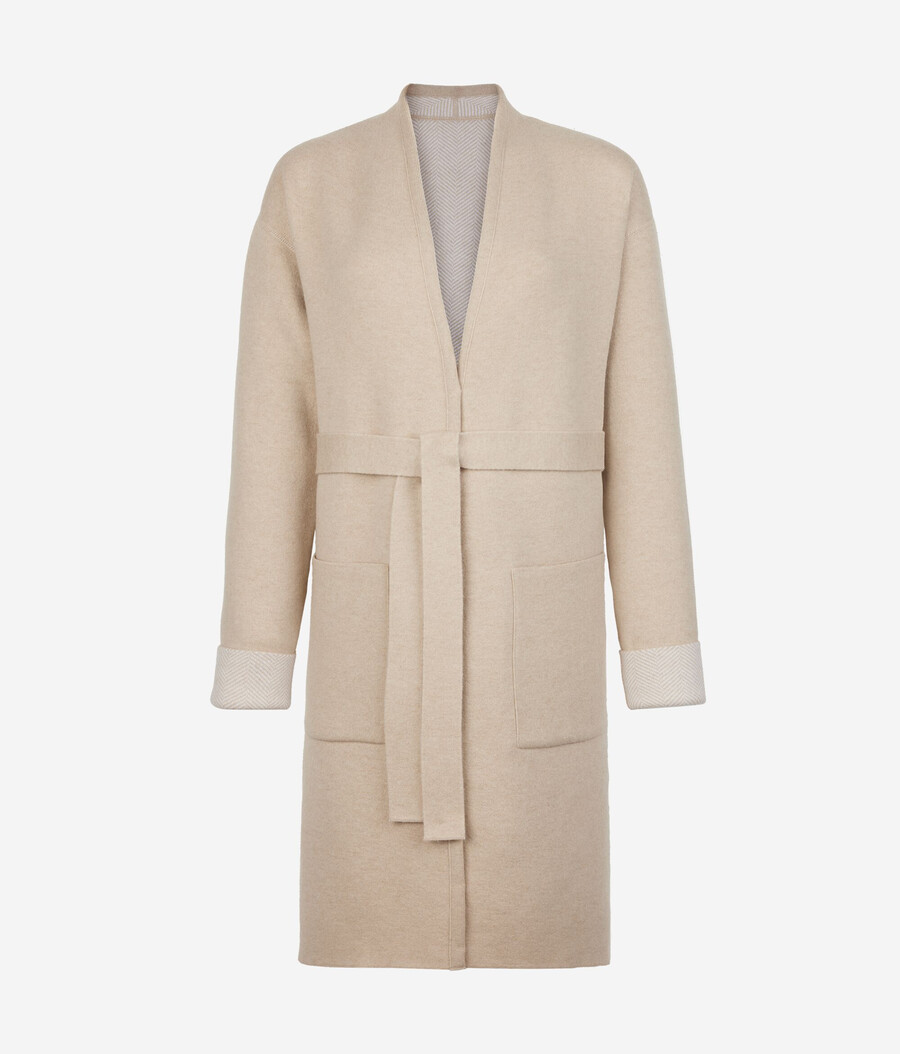 cappotto reversibile in cashmere a spina di pesce