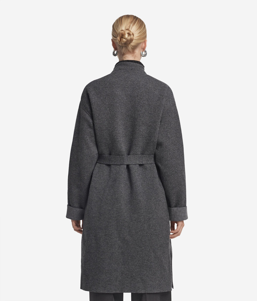 cappotto reversibile in cashmere a spina di pesce