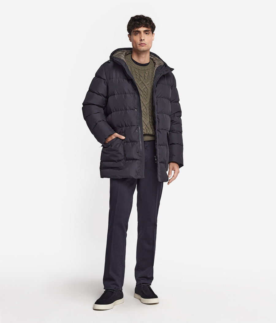 parka imbottito con cappuccio e fodera in cashmere