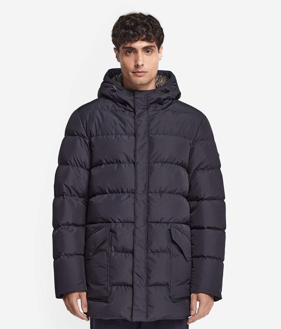 parka imbottito con cappuccio e fodera in cashmere