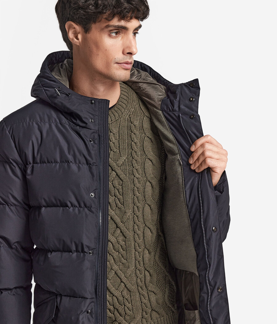 parka imbottito con cappuccio e fodera in cashmere