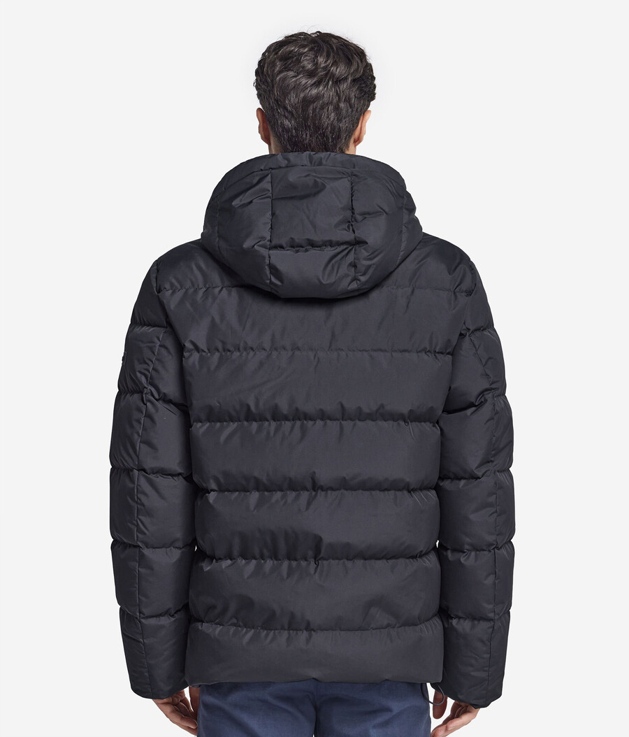 piumino con cappuccio e fodera in cashmere