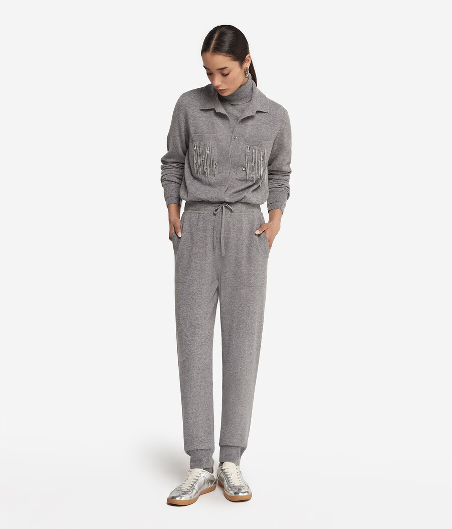 tuta in cashmere con frange