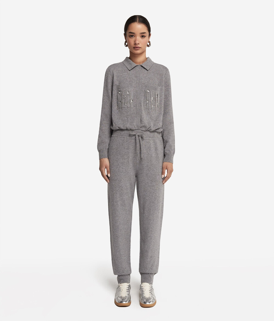 tuta in cashmere con frange