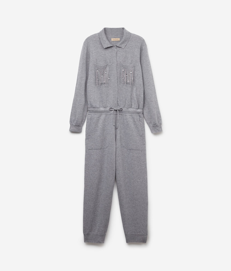 tuta in cashmere con frange